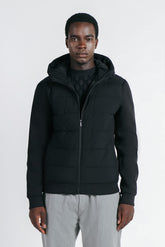 GIUBBOTTO DOPPIO TESSUTO CON CAPPUCCIO NERO